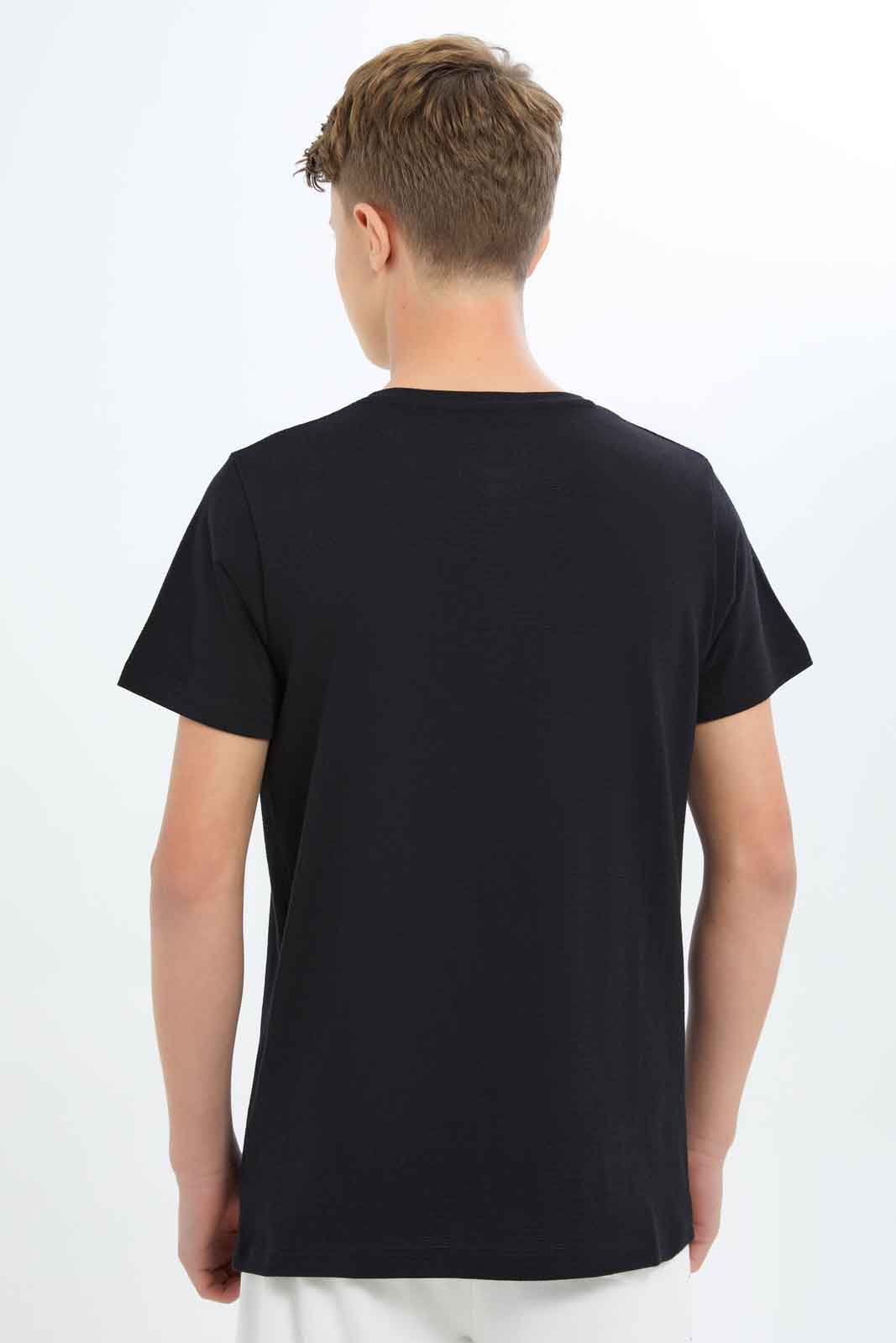 Redtag-Boys-Black-Jacquard-Henley-Tee-BSR-T-Shirts,-BTS,-Category:T-Shirts,-Colour:Black,-Deals:New-In,-Dept:Boys,-Filter:Senior-Boys-(8-to-14-Yrs),-New-In-BSR-APL,-Non-Sale,-S23B,-Section:Boys-(0-to-14Yrs),-TBL-Senior-Boys-9 to 14 Years