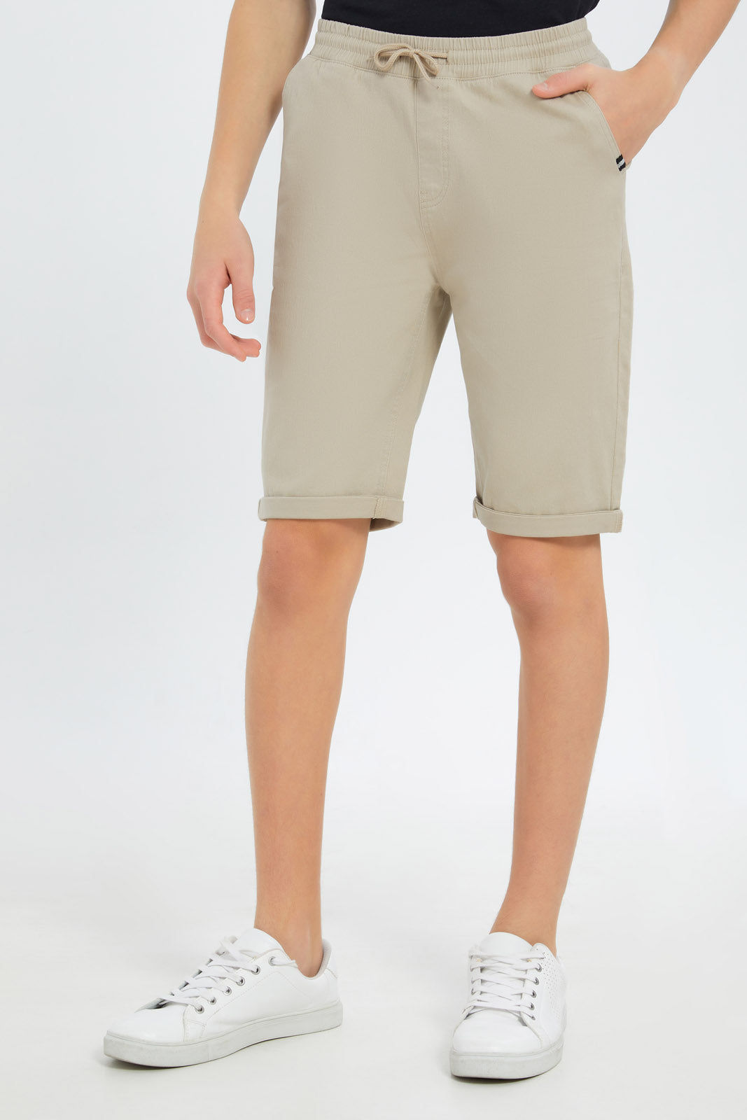 Redtag-Boys-Beige-Pull-On-Trouser-Short-BSR-Shorts,-Category:Shorts,-Colour:Beige,-Deals:New-In,-Dept:Boys,-Filter:Senior-Boys-(8-to-14-Yrs),-New-In-BSR-APL,-Non-Sale,-S23B,-Section:Boys-(0-to-14Yrs),-TBL-Senior-Boys-9 to 14 Years