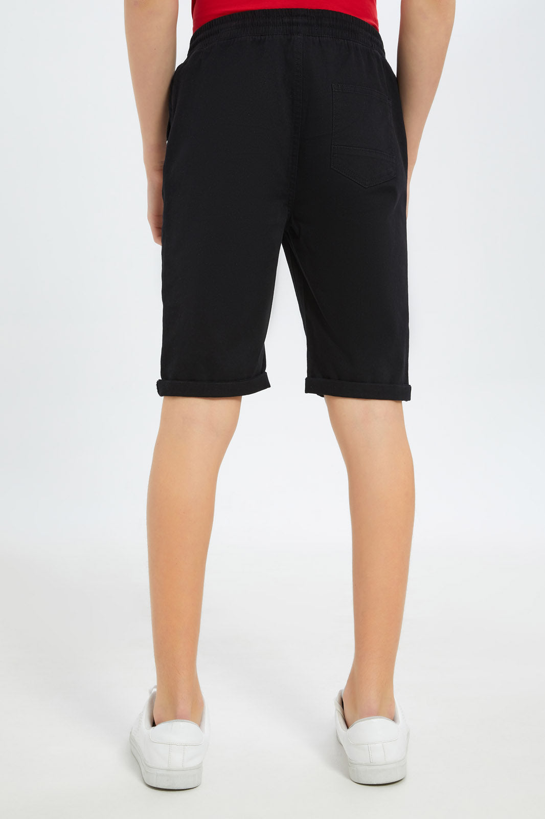 Redtag-Boys-Black-Pull-On-Trouser-Short-BSR-Shorts,-BTS,-Category:Shorts,-Colour:Black,-Deals:New-In,-Dept:Boys,-Filter:Senior-Boys-(8-to-14-Yrs),-New-In-BSR-APL,-Non-Sale,-S23B,-Section:Boys-(0-to-14Yrs),-TBL-Senior-Boys-9 to 14 Years
