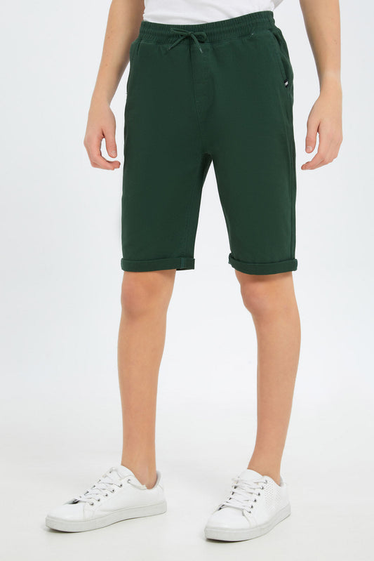Redtag-Boys-Olive-Pull-On-Trouser-Short-BSR-Shorts,-Category:Shorts,-Colour:Green,-Deals:New-In,-Dept:Boys,-Filter:Senior-Boys-(8-to-14-Yrs),-New-In-BSR-APL,-Non-Sale,-S23B,-Section:Boys-(0-to-14Yrs),-TBL-Senior-Boys-9 to 14 Years