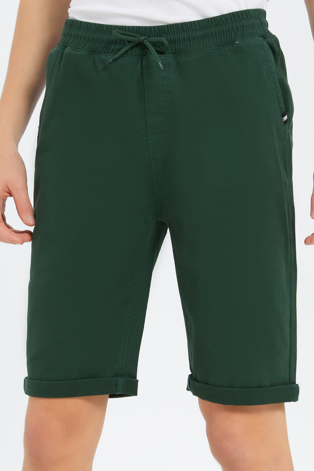 Redtag-Boys-Olive-Pull-On-Trouser-Short-BSR-Shorts,-Category:Shorts,-Colour:Green,-Deals:New-In,-Dept:Boys,-Filter:Senior-Boys-(8-to-14-Yrs),-New-In-BSR-APL,-Non-Sale,-S23B,-Section:Boys-(0-to-14Yrs),-TBL-Senior-Boys-9 to 14 Years