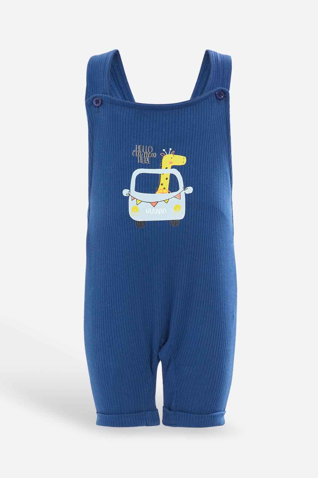 Redtag-Boys-Navy-Ls-Tshirt-+-Quilted-Dungaree-Set-Category:Rompers,-Colour:Assorted,-Deals:2-FOR-79,-Deals:Sale,-Dept:New-Born,-Filter:Baby-(0-to-12-Mths),-NBB-Rompers,-Sale-NBB-APL,-Section:Boys-(0-to-14Yrs),-W22B-Baby-0 to 12 Months
