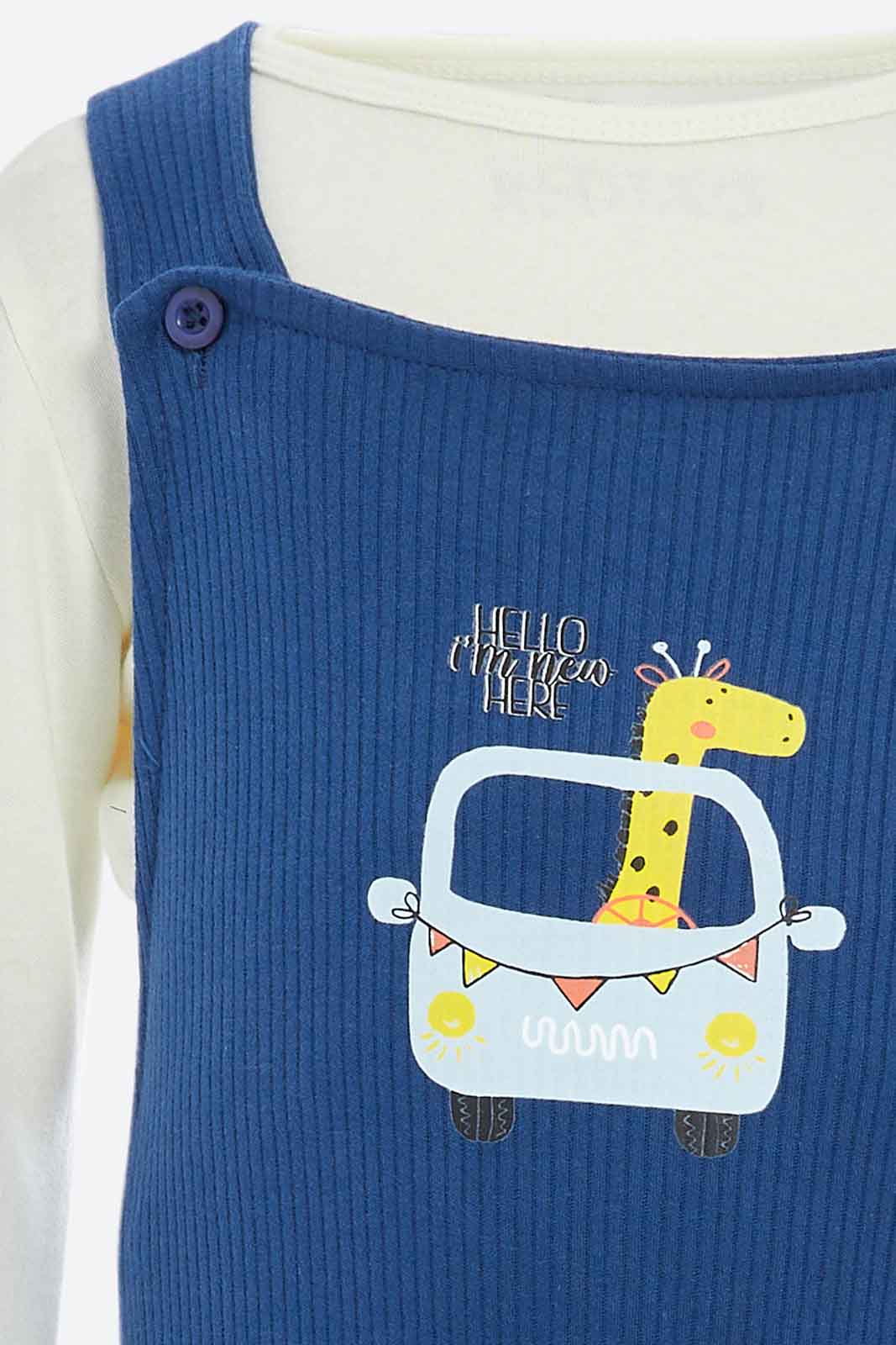 Redtag-Boys-Navy-Ls-Tshirt-+-Quilted-Dungaree-Set-Category:Rompers,-Colour:Assorted,-Deals:2-FOR-79,-Deals:Sale,-Dept:New-Born,-Filter:Baby-(0-to-12-Mths),-NBB-Rompers,-Sale-NBB-APL,-Section:Boys-(0-to-14Yrs),-W22B-Baby-0 to 12 Months