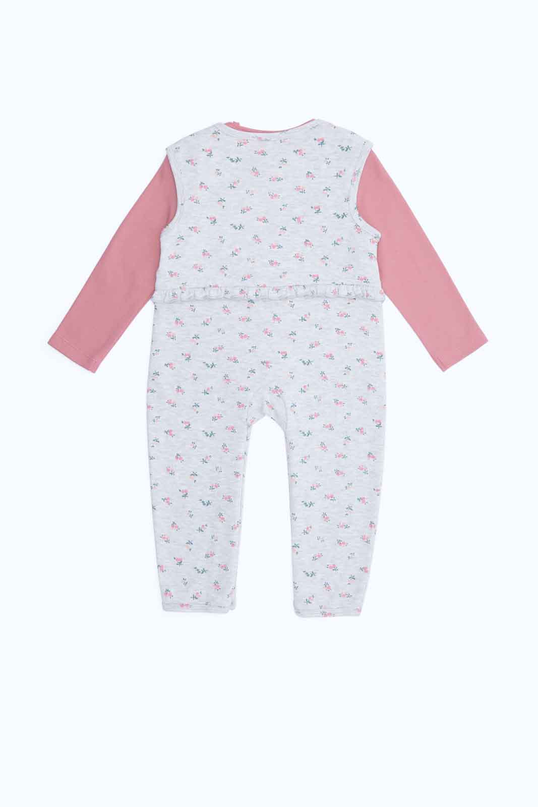 Redtag-Girls-Pink-Ls-Tshirt-And-Knit-Dungaree-Romper-2FOR89,-Category:Rompers,-Colour:Assorted,-Deals:2-FOR-89,-Deals:New-In,-Dept:New-Born,-Filter:Baby-(0-to-12-Mths),-NBG-Rompers,-New-In-NBG-APL,-Section:Boys-(0-to-14Yrs),-W22B-Baby-0 to 12 Months