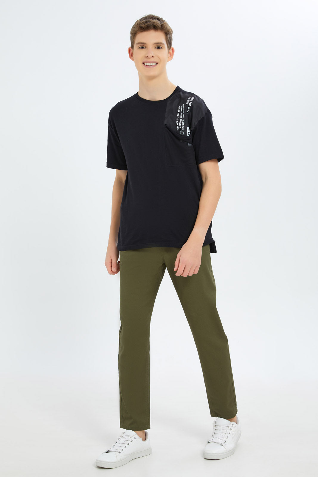 Redtag-Boys-Olive-Pull-On-Casual-Trouser-BSR-Trousers,-Category:Trousers,-Colour:Green,-Deals:New-In,-Dept:Boys,-Filter:Senior-Boys-(8-to-14-Yrs),-New-In-BSR-APL,-Non-Sale,-S23B,-Section:Boys-(0-to-14Yrs),-TBL-Senior-Boys-9 to 14 Years