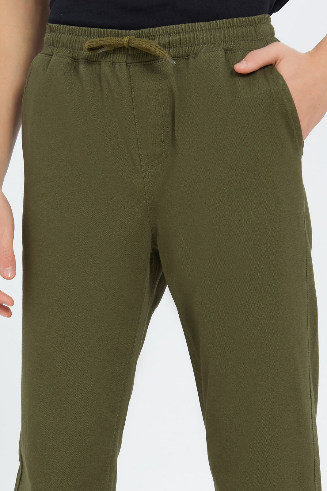 Redtag-Boys-Olive-Pull-On-Casual-Trouser-BSR-Trousers,-Category:Trousers,-Colour:Green,-Deals:New-In,-Dept:Boys,-Filter:Senior-Boys-(8-to-14-Yrs),-New-In-BSR-APL,-Non-Sale,-S23B,-Section:Boys-(0-to-14Yrs),-TBL-Senior-Boys-9 to 14 Years