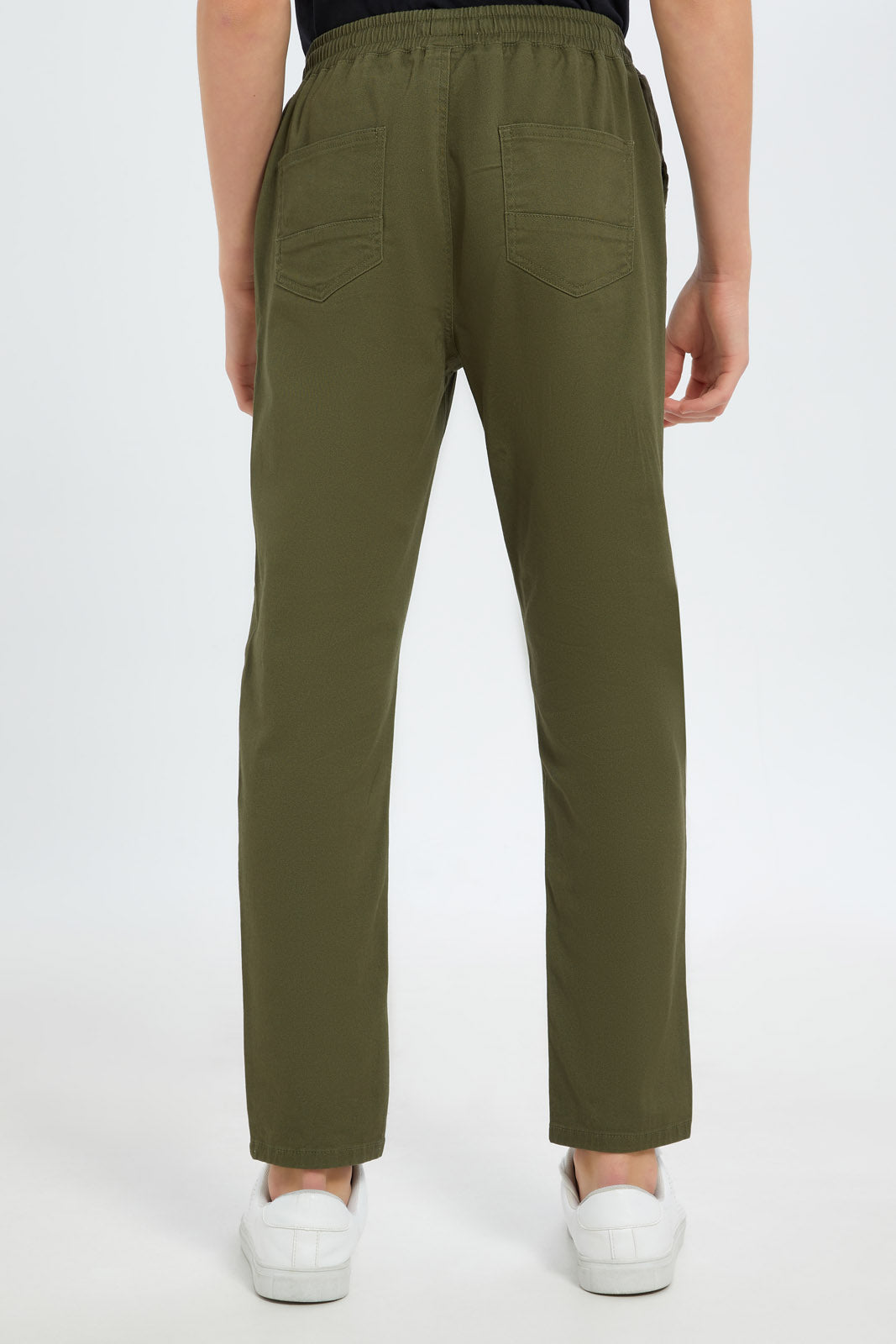 Redtag-Boys-Olive-Pull-On-Casual-Trouser-BSR-Trousers,-Category:Trousers,-Colour:Green,-Deals:New-In,-Dept:Boys,-Filter:Senior-Boys-(8-to-14-Yrs),-New-In-BSR-APL,-Non-Sale,-S23B,-Section:Boys-(0-to-14Yrs),-TBL-Senior-Boys-9 to 14 Years