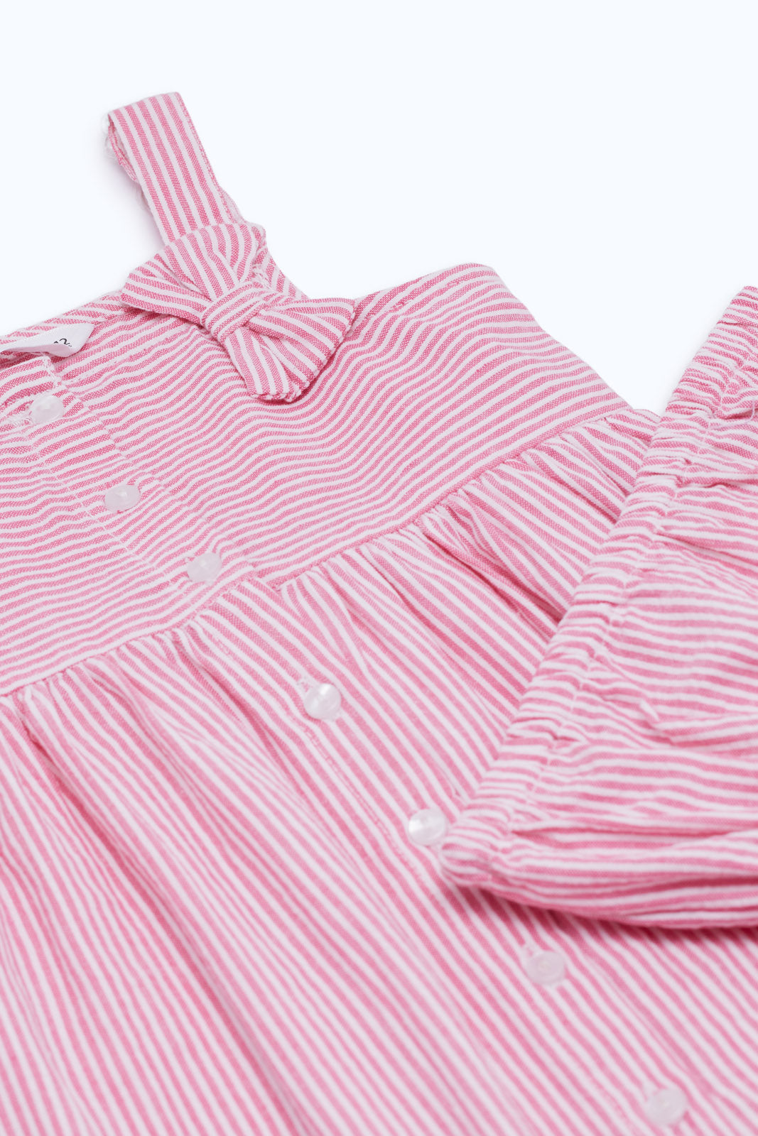 Redtag-Boys-Pink-Aop-Stripe-Seersucker-Dress-With-Bloomer-Category:Dresses,-Colour:Apricot,-Deals:New-In,-Dept:New-Born,-Filter:Baby-(0-to-12-Mths),-H1:KWR,-H2:NBF,-H3:DRS,-H4:CAD,-NBG-Dresses,-New-In-NBG-APL,-Non-Sale,-RMD,-S23C,-Season:S23C,-Section:Boys-(0-to-14Yrs)-Baby-0 to 12 Months
