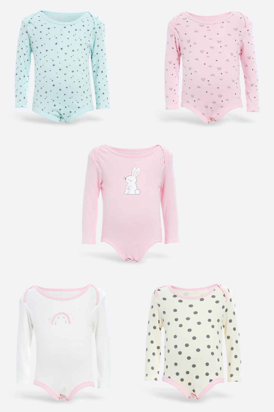 Redtag-Boys-Assorted-5-Pack-Body-Suit-Category:Bodysuits,-Colour:Assorted,-Deals:New-In,-Dept:New-Born,-Filter:Baby-(0-to-12-Mths),-NBB-Bodysuits,-New-In-NBB-APL,-Non-Sale,-Section:Boys-(0-to-14Yrs),-W22B-Baby-0 to 12 Months