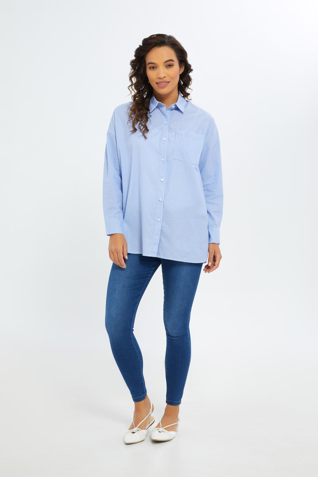 Redtag-Women-Assorted-Poplin-Shirt-Stripe-Category:Blouses,-Colour:Assorted,-Deals:New-In,-Dept:Ladieswear,-Filter:Women's-Clothing,-H1:LWR,-H2:LAD,-H3:BLO,-H4:CBL,-New-In-Women-APL,-Non-Sale,-S23A,-Season:S23A,-Section:Women,-Women-Blouses-Women's-