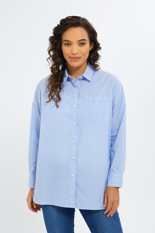 Redtag-Women-Assorted-Poplin-Shirt-Stripe-Category:Blouses,-Colour:Assorted,-Deals:New-In,-Dept:Ladieswear,-Filter:Women's-Clothing,-H1:LWR,-H2:LAD,-H3:BLO,-H4:CBL,-New-In-Women-APL,-Non-Sale,-S23A,-Season:S23A,-Section:Women,-Women-Blouses-Women's-