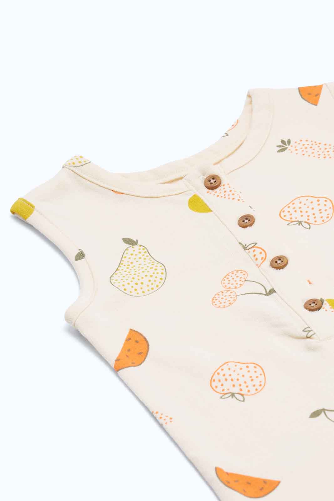Redtag-Boys-Natural-Aop-Terry-Knit-Sleeveless-Romper-Category:Rompers,-Colour:Beige,-Deals:New-In,-Dept:New-Born,-Filter:Baby-(0-to-12-Mths),-NBB-Rompers,-New-In-NBB-APL,-Non-Sale,-S23B,-Section:Boys-(0-to-14Yrs)-Baby-0 to 12 Months
