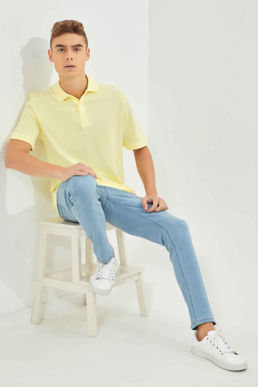 Redtag-Men-Yellow-Polo-Shirt-Category:Polo-T-Shirts,-Colour:Yellow,-Deals:New-In,-Dept:Menswear,-Filter:Men's-Clothing,-Men-Polo-T-Shirts,-New-In-Men-APL,-Non-Sale,-S23A,-Section:Men,-TBL-Men's-