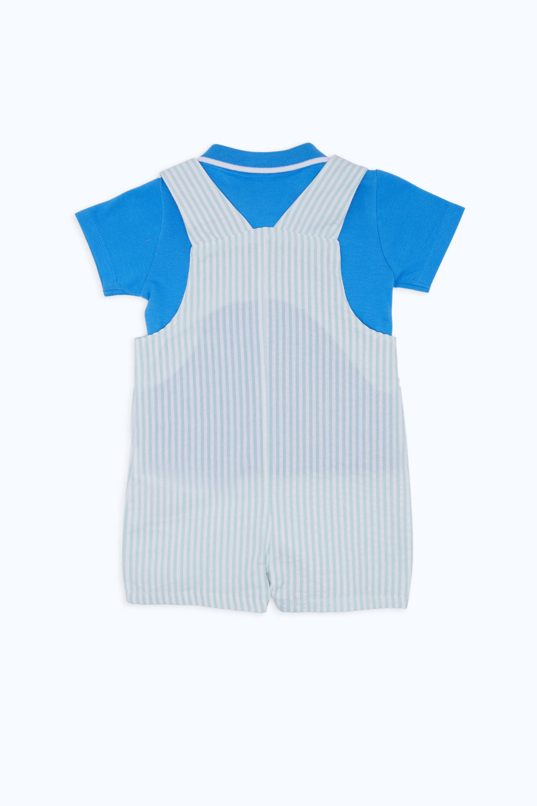 Redtag-Boys-Aop-Seersucker-Dunga-With-Polo-Shirt-Category:Rompers,-Colour:Assorted,-Deals:New-In,-Dept:New-Born,-Filter:Baby-(0-to-12-Mths),-H1:KWR,-H2:NBF,-H3:RMS,-H4:RMS,-NBB-Rompers,-New-In-NBB-APL,-Non-Sale,-S23C,-Season:S23C,-Section:Boys-(0-to-14Yrs)-Baby-0 to 12 Months