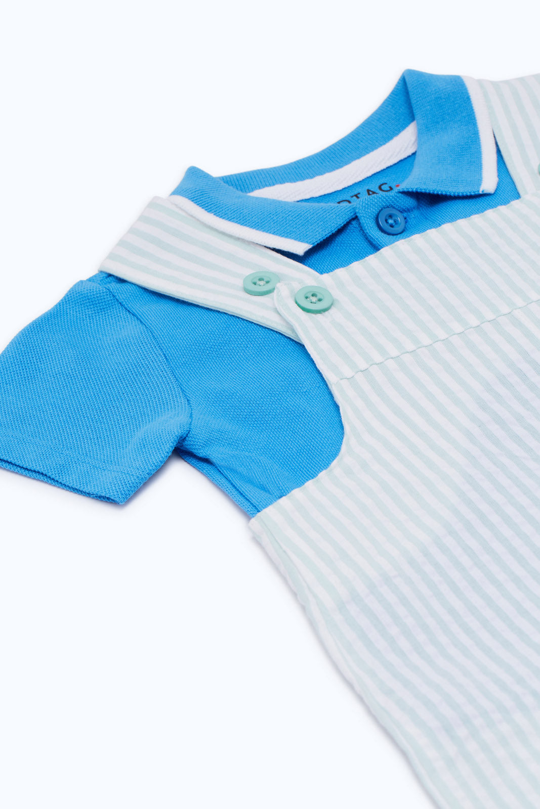 Redtag-Boys-Aop-Seersucker-Dunga-With-Polo-Shirt-Category:Rompers,-Colour:Assorted,-Deals:New-In,-Dept:New-Born,-Filter:Baby-(0-to-12-Mths),-H1:KWR,-H2:NBF,-H3:RMS,-H4:RMS,-NBB-Rompers,-New-In-NBB-APL,-Non-Sale,-S23C,-Season:S23C,-Section:Boys-(0-to-14Yrs)-Baby-0 to 12 Months