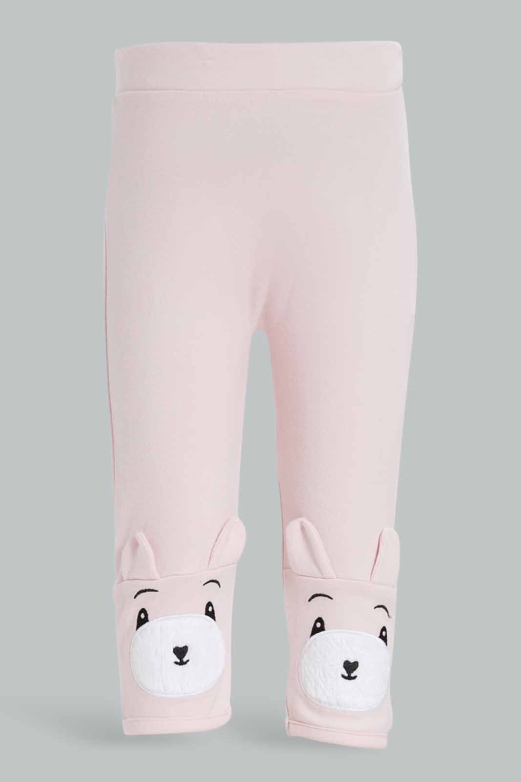 Redtag-Girls-Pink-Teddy-Applique-Pyjama-Set-Category:Sleepsuits,-Colour:Apricot,-Deals:New-In,-Dept:New-Born,-Filter:Baby-(0-to-12-Mths),-NBG-Sleepsuits,-New-In-NBG-APL,-Non-Sale,-Section:Boys-(0-to-14Yrs),-W22B-Baby-
