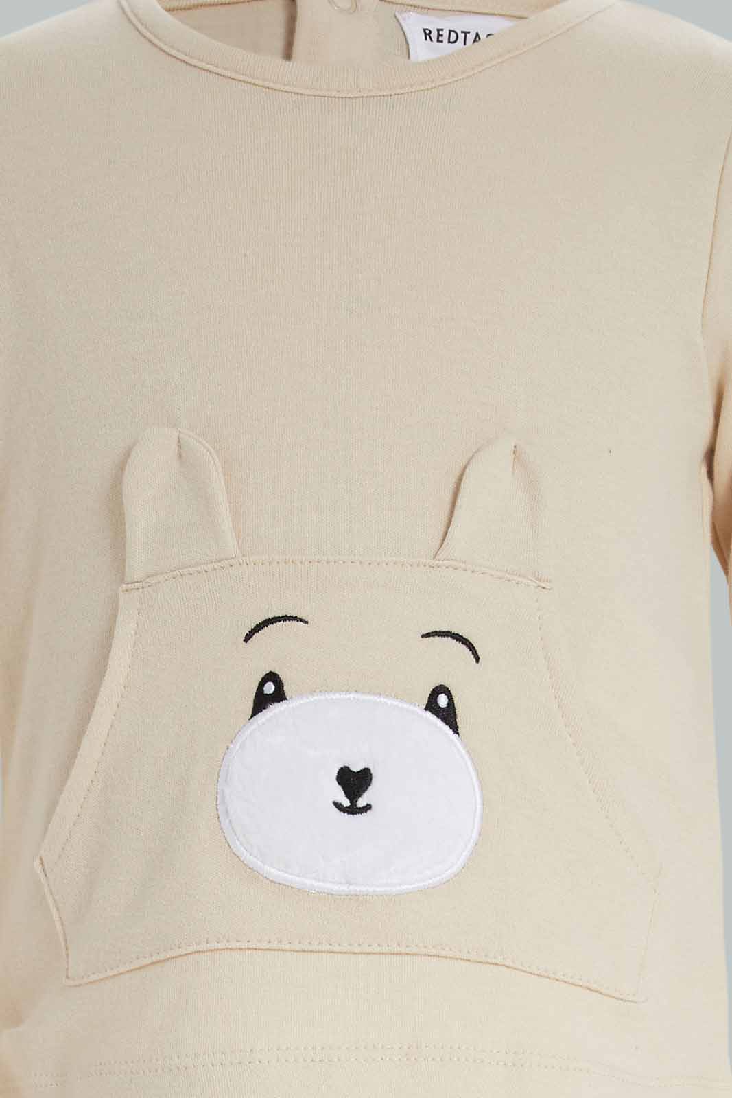 Redtag-Girls-Beige-Teddy-Applique-Pyjama-Set-Category:Sleepsuits,-Colour:Apricot,-Deals:New-In,-Dept:New-Born,-Filter:Baby-(0-to-12-Mths),-NBG-Sleepsuits,-New-In-NBG-APL,-Non-Sale,-Section:Boys-(0-to-14Yrs),-W22B-Baby-
