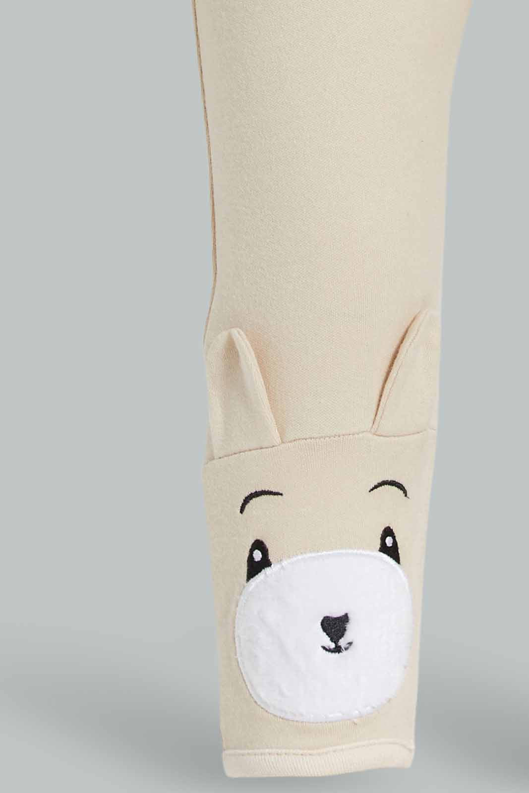 Redtag-Girls-Beige-Teddy-Applique-Pyjama-Set-Category:Sleepsuits,-Colour:Apricot,-Deals:New-In,-Dept:New-Born,-Filter:Baby-(0-to-12-Mths),-NBG-Sleepsuits,-New-In-NBG-APL,-Non-Sale,-Section:Boys-(0-to-14Yrs),-W22B-Baby-