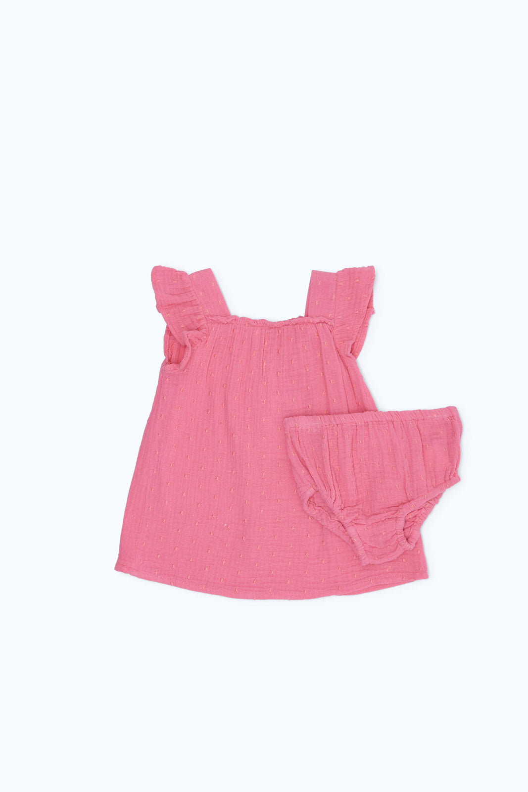 Redtag-Boys-Pink-Aop-Emb-Crinkle-Dress-With-Bloomer-Category:Dresses,-Colour:Apricot,-Deals:New-In,-Dept:New-Born,-Filter:Baby-(0-to-12-Mths),-H1:KWR,-H2:NBF,-H3:DRS,-H4:CAD,-NBG-Dresses,-New-In-NBG-APL,-Non-Sale,-S23B,-Season:S23B,-Section:Boys-(0-to-14Yrs)-Baby-0 to 12 Months
