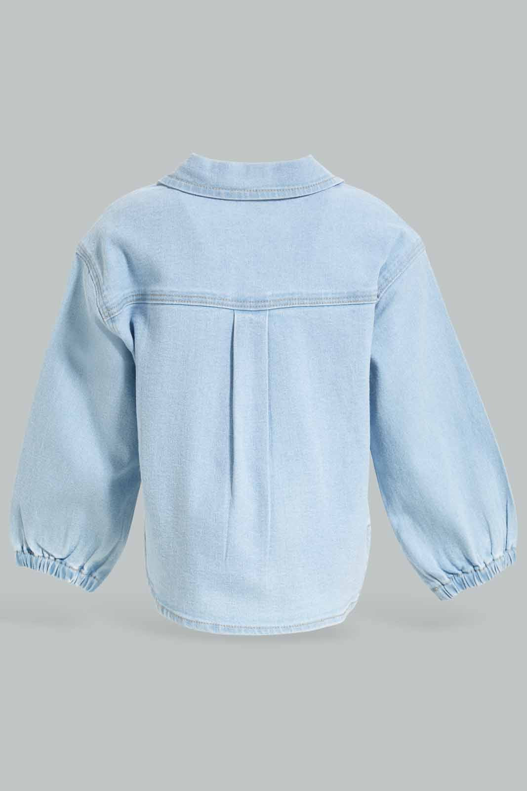 Redtag-Girls-Blue-Denim-Jacket-Category:Jackets,-Colour:Denim,-Deals:New-In,-Dept:Girls,-Filter:Infant-Girls-(3-to-24-Mths),-ING-Jackets,-New-In-ING-APL,-Non-Sale,-S23A,-Section:Girls-(0-to-14Yrs)-Infant-Girls-