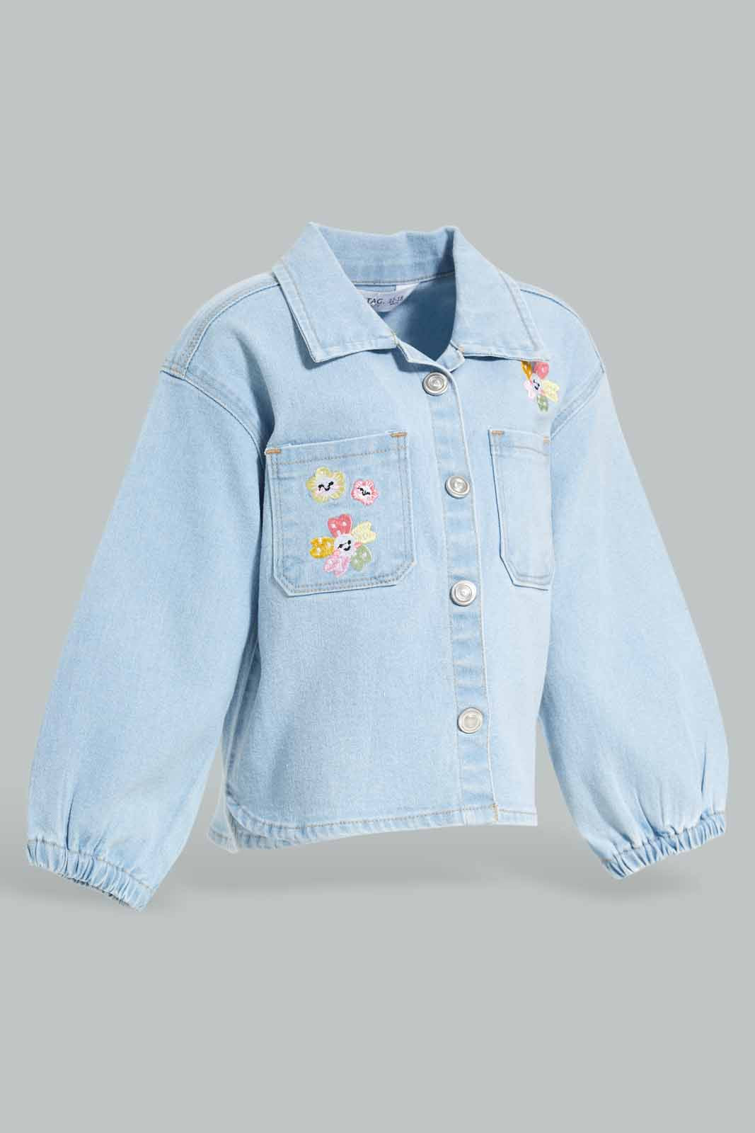 Redtag-Girls-Blue-Denim-Jacket-Category:Jackets,-Colour:Denim,-Deals:New-In,-Dept:Girls,-Filter:Infant-Girls-(3-to-24-Mths),-ING-Jackets,-New-In-ING-APL,-Non-Sale,-S23A,-Section:Girls-(0-to-14Yrs)-Infant-Girls-