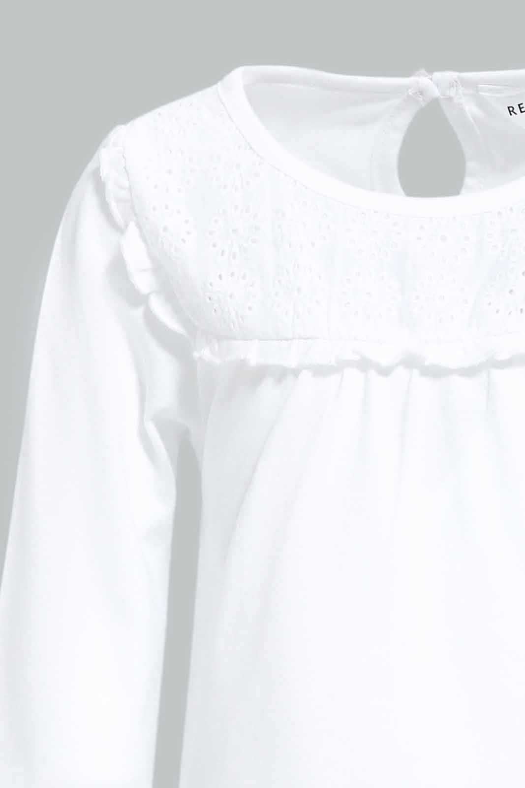 Redtag-Girls-Ivory-Schifly-Yoke-Blouse-Category:Blouses,-Colour:Ivory,-Deals:New-In,-Dept:Girls,-Filter:Infant-Girls-(3-to-24-Mths),-ING-Blouses,-New-In-ING-APL,-Non-Sale,-S23A,-Section:Girls-(0-to-14Yrs)-Infant-Girls-3 to 24 Months
