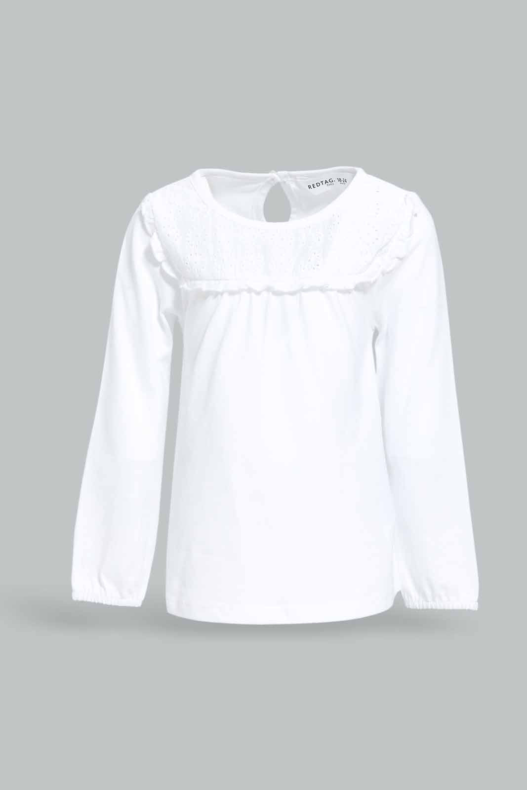 Redtag-Girls-Ivory-Schifly-Yoke-Blouse-Category:Blouses,-Colour:Ivory,-Deals:New-In,-Dept:Girls,-Filter:Infant-Girls-(3-to-24-Mths),-ING-Blouses,-New-In-ING-APL,-Non-Sale,-S23A,-Section:Girls-(0-to-14Yrs)-Infant-Girls-3 to 24 Months