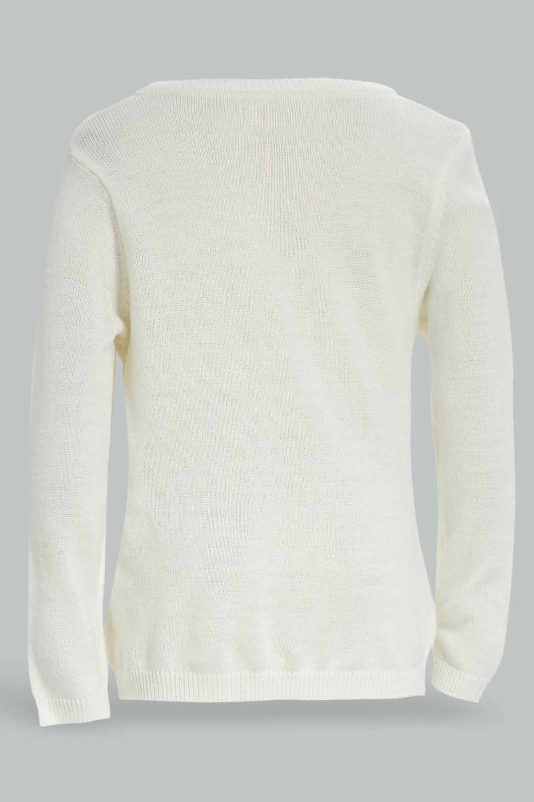 Redtag-Girls-Ivory-Solid-Knit-Cardigan-Category:Cardigans,-Colour:Ivory,-Deals:New-In,-Dept:Girls,-Filter:Infant-Girls-(3-to-24-Mths),-ING-Cardigans,-New-In-ING-APL,-Non-Sale,-S23A,-Section:Girls-(0-to-14Yrs)-Infant-Girls-