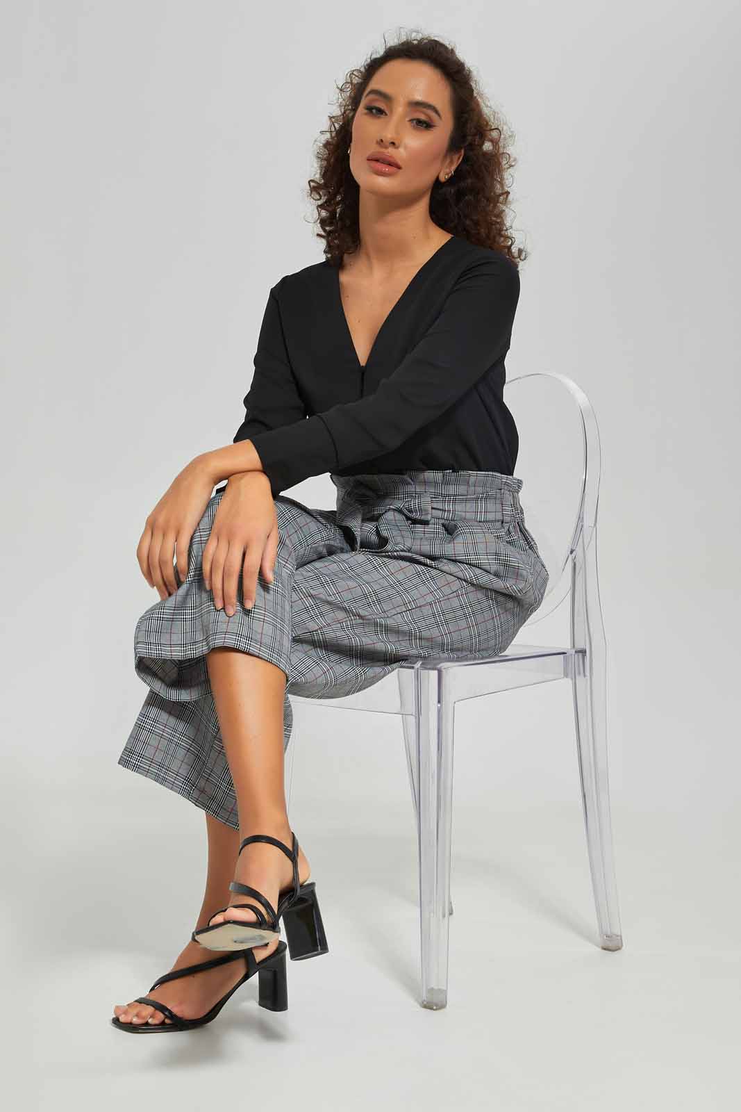 Redtag-Women-Button-Front-V-Neck-Blouse-Category:Blouses,-Colour:Black,-Deals:New-In,-Dept:Ladieswear,-Filter:Women's-Clothing,-New-In-Women-APL,-Non-Sale,-S23A,-Section:Women,-Women-Blouses-Women's-