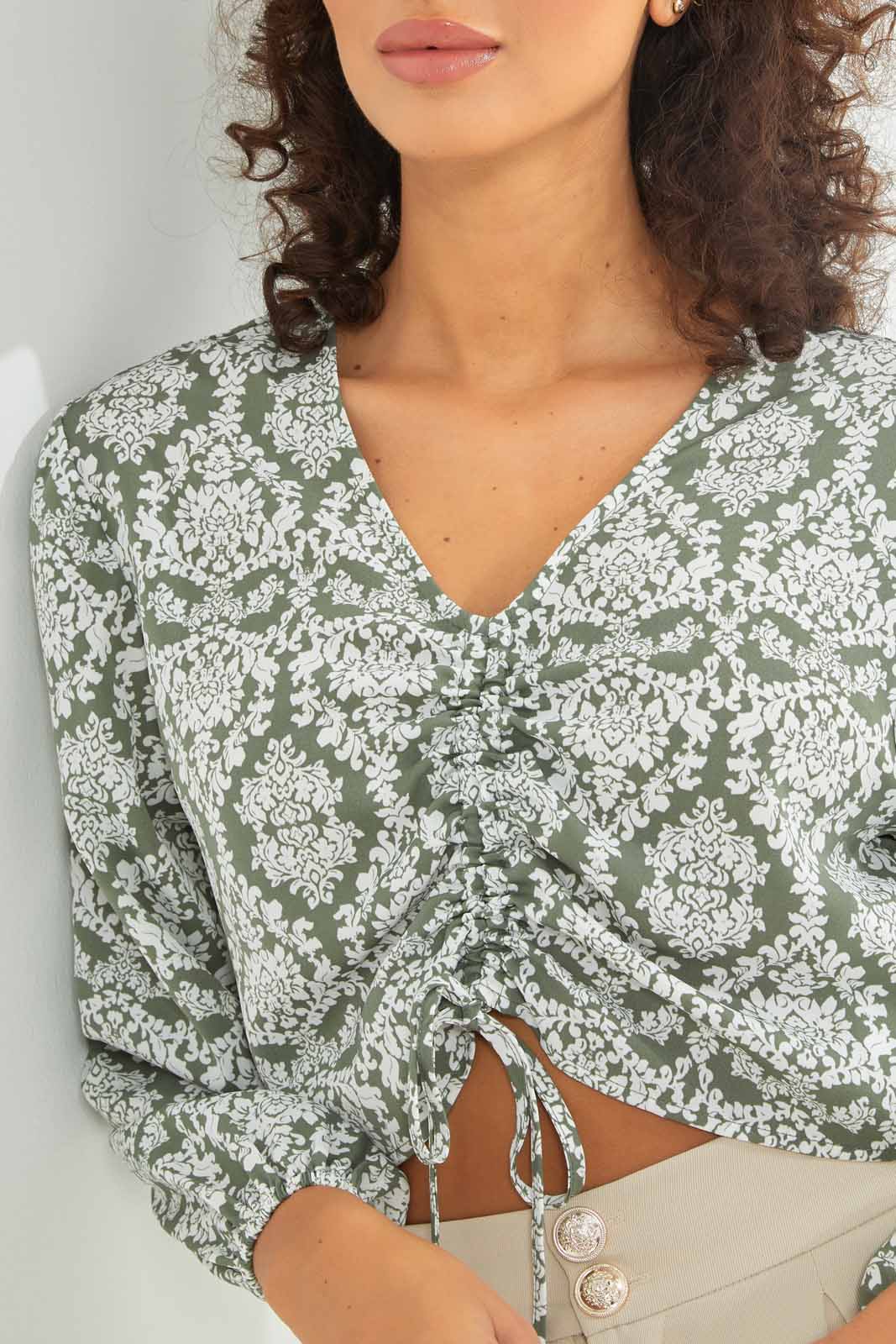 Redtag-Women-Ruched-Front-Crop-Blouse-Print-Category:Blouses,-Colour:Assorted,-Deals:New-In,-Dept:Ladieswear,-Filter:Women's-Clothing,-New-In-Women-APL,-Non-Sale,-S23A,-Section:Women,-Women-Blouses-Women's-