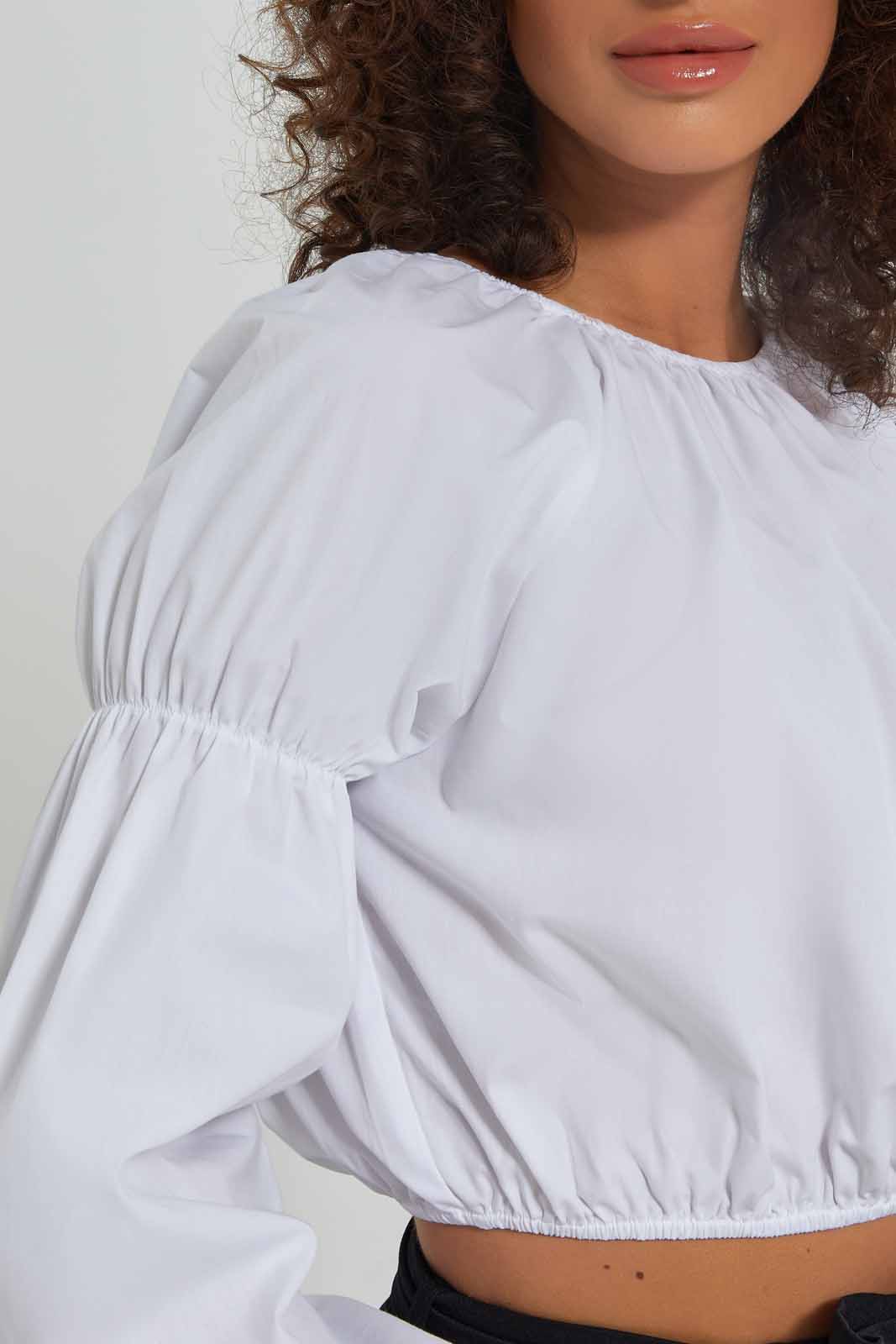 Redtag-Women-Sleeve-Detail-Poplin-Blouse-Category:Blouses,-Colour:White,-Deals:New-In,-Dept:Ladieswear,-Filter:Women's-Clothing,-New-In-Women-APL,-Non-Sale,-S23A,-Section:Women,-Women-Blouses-Women's-