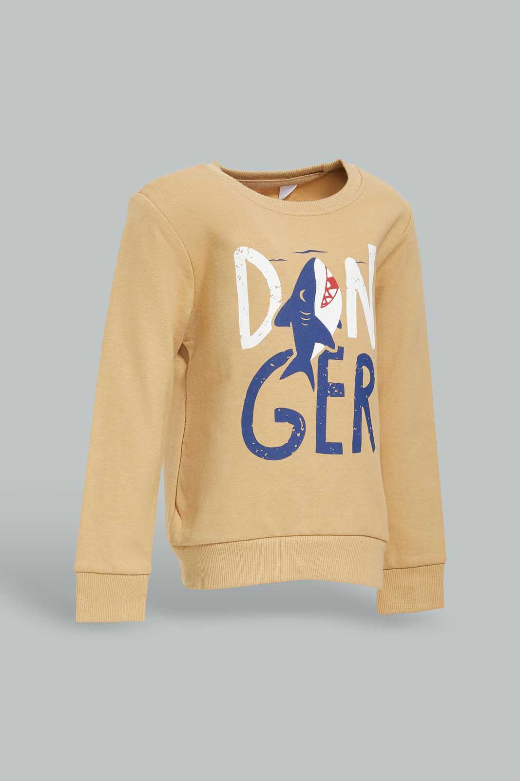 Redtag-Boys-Beige-Shark-Long-Sleeve-Sweatshirts-Category:Sweatshirts,-Colour:Beige,-Deals:New-In,-Dept:Boys,-Filter:Infant-Boys-(3-to-24-Mths),-INB-Sweatshirts,-New-In-INB-APL,-Non-Sale,-Section:Boys-(0-to-14Yrs),-TBL,-W22B-Infant-Boys-3 to 24 Months