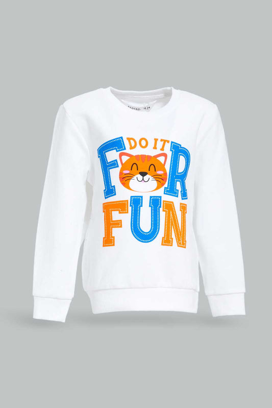 Redtag-Boys-White-Fun-Long-Sleeve-Sweatshirts-Category:Sweatshirts,-Colour:White,-Deals:New-In,-Dept:Boys,-Filter:Infant-Boys-(3-to-24-Mths),-INB-Sweatshirts,-New-In-INB-APL,-Non-Sale,-Section:Boys-(0-to-14Yrs),-TBL,-W22B-Infant-Boys-3 to 24 Months
