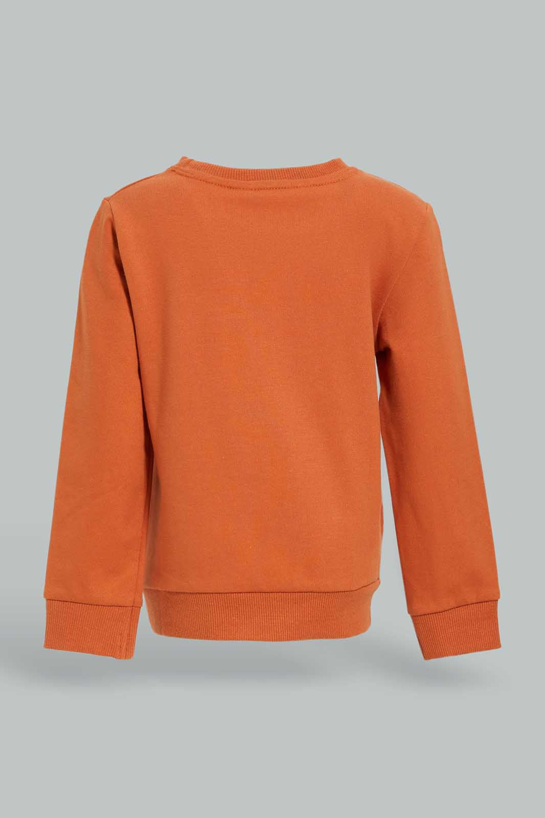 Redtag-Boys-Rust-Cat-Long-Sleeve-Sweatshirts-Category:Sweatshirts,-Colour:Orange,-Deals:New-In,-Dept:Boys,-Filter:Infant-Boys-(3-to-24-Mths),-INB-Sweatshirts,-New-In-INB-APL,-Non-Sale,-Section:Boys-(0-to-14Yrs),-TBL,-W22B-Infant-Boys-3 to 24 Months