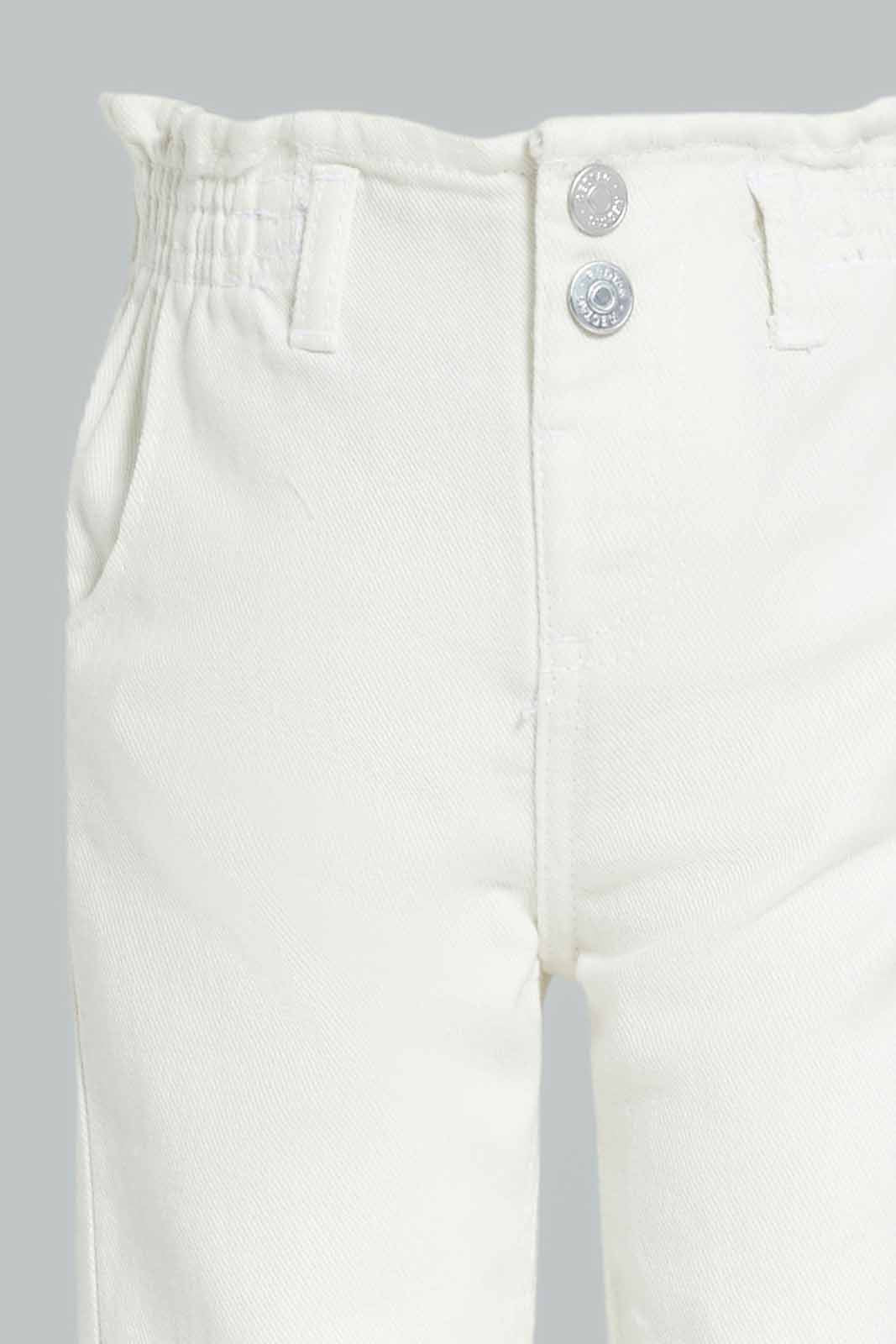 Redtag-Girls-White-Paperbag-Jeans-Category:Jeans,-Colour:White,-Deals:New-In,-Dept:Girls,-Filter:Infant-Girls-(3-to-24-Mths),-ING-Jeans,-New-In-ING-APL,-Non-Sale,-S23B,-Section:Girls-(0-to-14Yrs)-Infant-Girls-3 to 24 Months