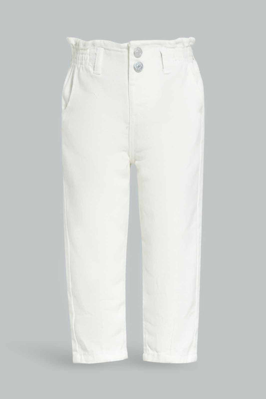 Redtag-Girls-White-Paperbag-Jeans-Category:Jeans,-Colour:White,-Deals:New-In,-Dept:Girls,-Filter:Infant-Girls-(3-to-24-Mths),-ING-Jeans,-New-In-ING-APL,-Non-Sale,-S23B,-Section:Girls-(0-to-14Yrs)-Infant-Girls-3 to 24 Months