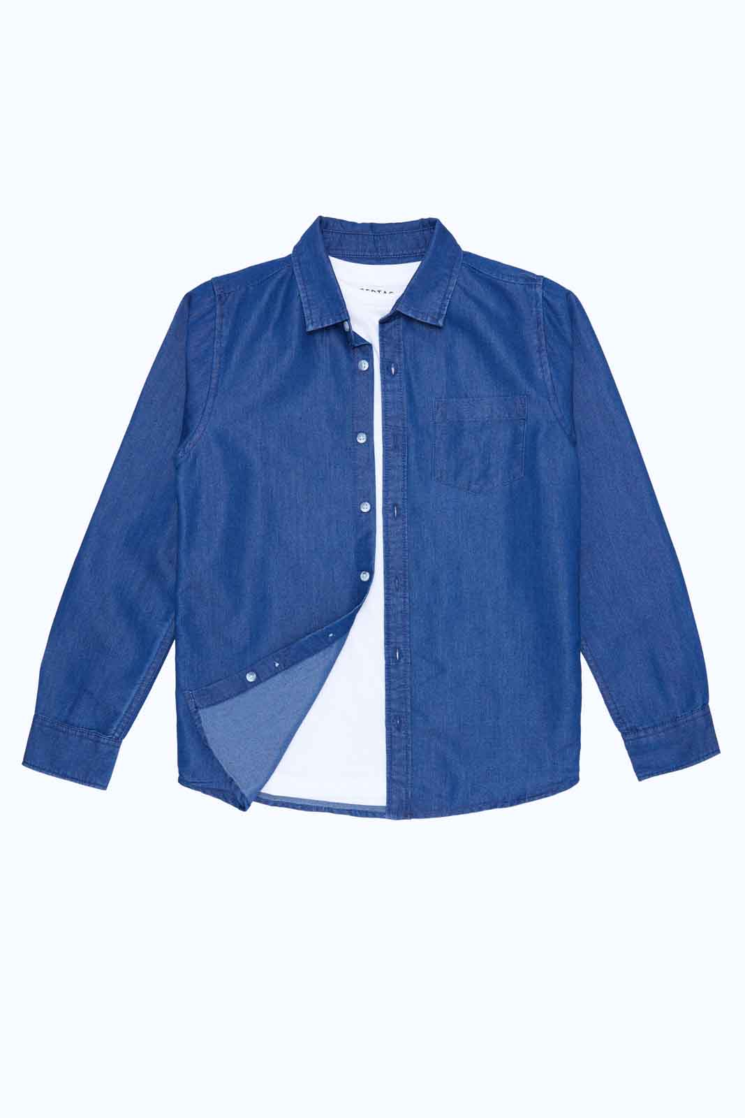 Redtag-Boys-Dark-Wash-Denim-Shirt-With-Tee-BSR-Shirts,-Category:Shirts,-Colour:Dark-Wash,-Deals:New-In,-Dept:Boys,-Filter:Senior-Boys-(8-to-14-Yrs),-MQN,-New-In-BSR-APL,-Non-Sale,-S23B,-Section:Boys-(0-to-14Yrs)-Senior-Boys-9 to 14 Years