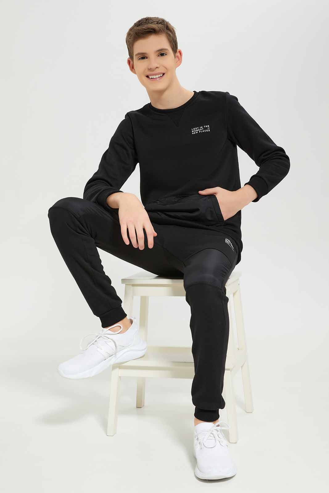 Redtag-Boys-Black-Plain-Jogsuit-BSR-Jog-Sets,-Category:Jog-Sets,-Colour:Black,-Deals:New-In,-Dept:Boys,-Filter:Senior-Boys-(8-to-14-Yrs),-New-In-BSR-APL,-Non-Sale,-Section:Boys-(0-to-14Yrs),-W22B-Senior-Boys-9 to 14 Years