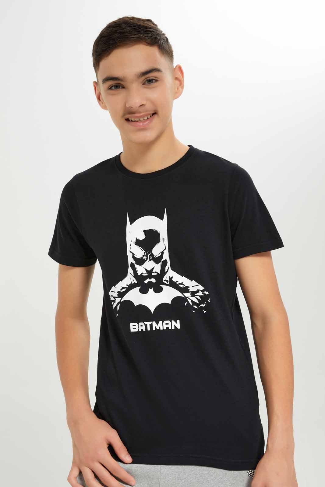 Redtag-Boys-Black-Batman-Tee-BSR-T-Shirts,-BTS,-Category:T-Shirts,-Colour:Black,-Deals:New-In,-Dept:Boys,-Filter:Senior-Boys-(8-to-14-Yrs),-New-In-BSR-APL,-Non-Sale,-S23B,-Section:Boys-(0-to-14Yrs),-TBL-Senior-Boys-9 to 14 Years