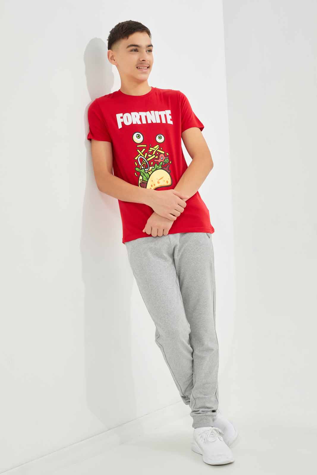 Redtag-Boys-Red-Fortnite-Tee-BSR-T-Shirts,-Category:T-Shirts,-Colour:Red,-Deals:New-In,-Dept:Boys,-Filter:Senior-Boys-(8-to-14-Yrs),-New-In-BSR-APL,-Non-Sale,-S23B,-Section:Boys-(0-to-14Yrs),-TBL-Senior-Boys-