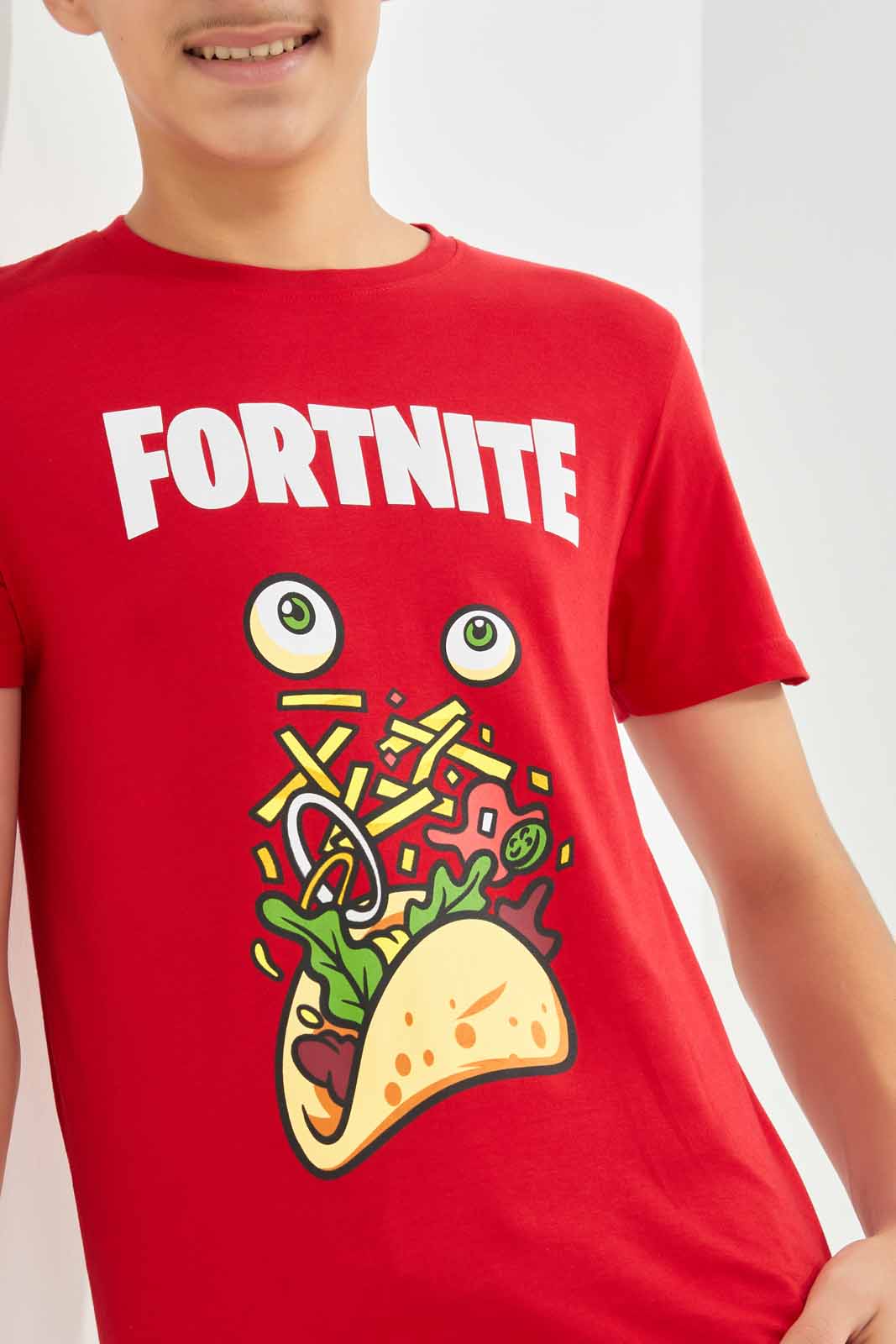 Redtag-Boys-Red-Fortnite-Tee-BSR-T-Shirts,-Category:T-Shirts,-Colour:Red,-Deals:New-In,-Dept:Boys,-Filter:Senior-Boys-(8-to-14-Yrs),-New-In-BSR-APL,-Non-Sale,-S23B,-Section:Boys-(0-to-14Yrs),-TBL-Senior-Boys-