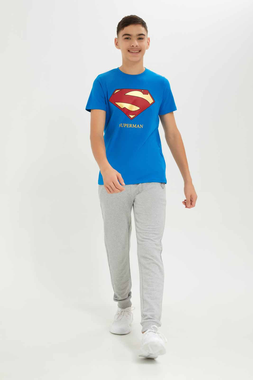 Redtag-Boys-Blue-Superman-Tee-BSR-T-Shirts,-Category:T-Shirts,-CHR,-Colour:Blue,-Deals:New-In,-Dept:Boys,-Filter:Senior-Boys-(8-to-14-Yrs),-New-In-BSR-APL,-Non-Sale,-S23B,-Section:Boys-(0-to-14Yrs),-TBL-Senior-Boys-9 to 14 Years
