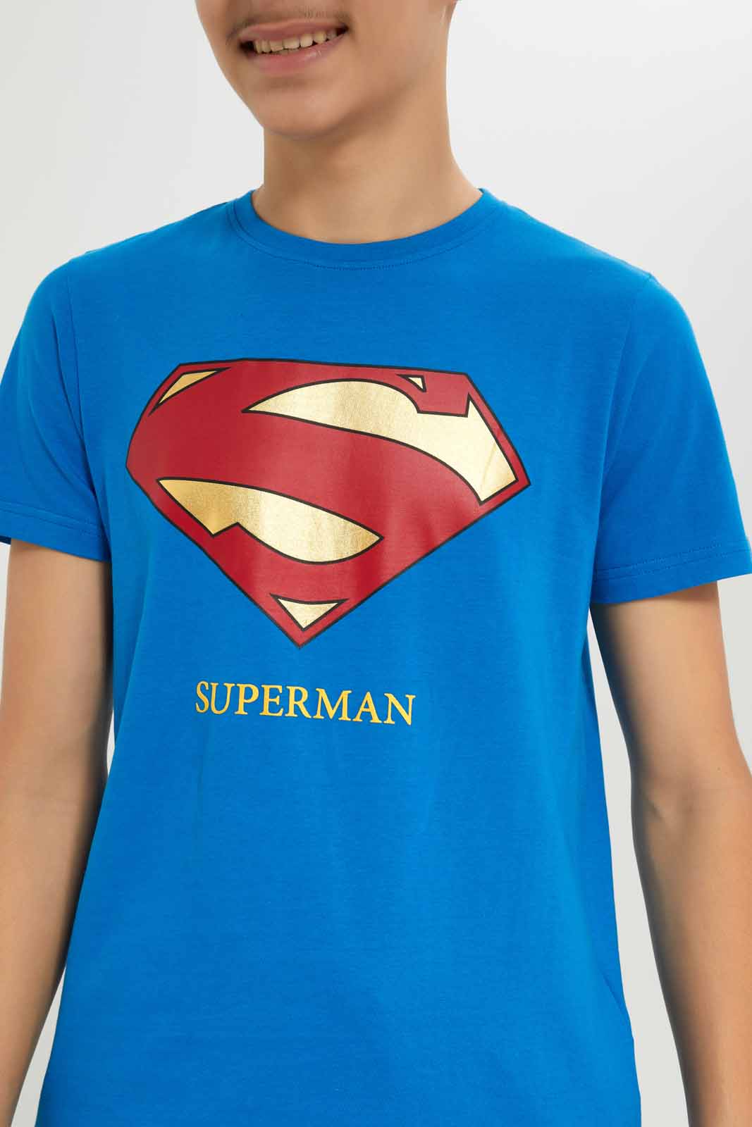 Redtag-Boys-Blue-Superman-Tee-BSR-T-Shirts,-Category:T-Shirts,-CHR,-Colour:Blue,-Deals:New-In,-Dept:Boys,-Filter:Senior-Boys-(8-to-14-Yrs),-New-In-BSR-APL,-Non-Sale,-S23B,-Section:Boys-(0-to-14Yrs),-TBL-Senior-Boys-9 to 14 Years