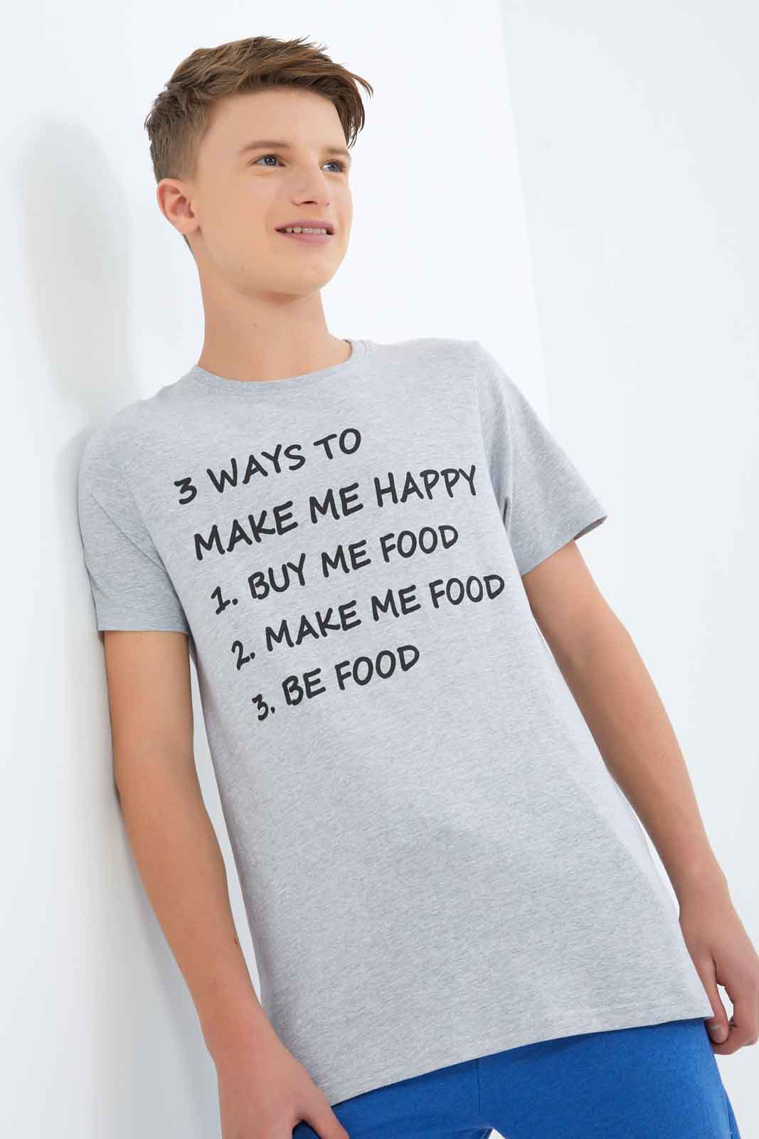 Redtag-Boys-Grey-3-Ways-To-Make-Me-Happy-Graphic-Tee-BSR-T-Shirts,-Category:T-Shirts,-Colour:Grey,-Deals:New-In,-Dept:Boys,-Filter:Senior-Boys-(8-to-14-Yrs),-New-In-BSR-APL,-Non-Sale,-S23A,-Section:Boys-(0-to-14Yrs),-TBL-Senior-Boys-9 to 14 Years