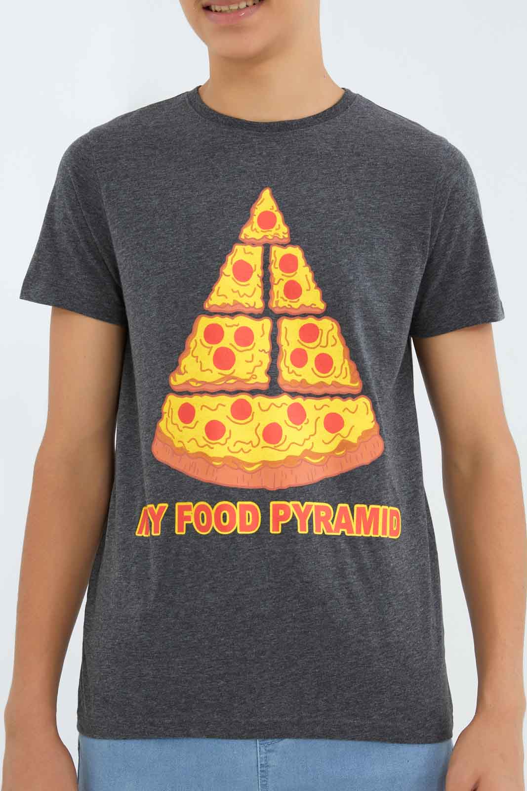 Redtag-Boys-Charcoal-Food-Pyramid-Graphic-Tee-BSR-T-Shirts,-Category:T-Shirts,-Colour:Charcoal,-Deals:New-In,-Dept:Boys,-Filter:Senior-Boys-(8-to-14-Yrs),-New-In-BSR-APL,-Non-Sale,-S23A,-Section:Boys-(0-to-14Yrs),-TBL-Senior-Boys-9 to 14 Years