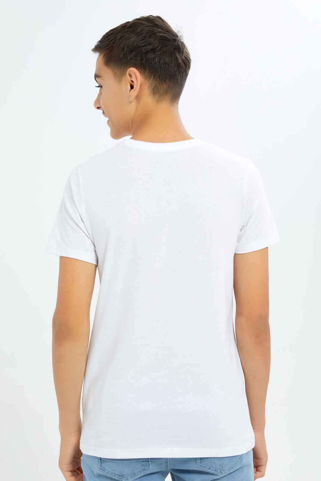 Redtag-Boys-White-No-We-Fries-Short-Sleeve-Graphic-Tee-BSR-T-Shirts,-Category:T-Shirts,-Colour:White,-Deals:New-In,-Dept:Boys,-Filter:Senior-Boys-(8-to-14-Yrs),-New-In-BSR-APL,-Non-Sale,-S23A,-Section:Boys-(0-to-14Yrs),-TBL-Senior-Boys-9 to 14 Years