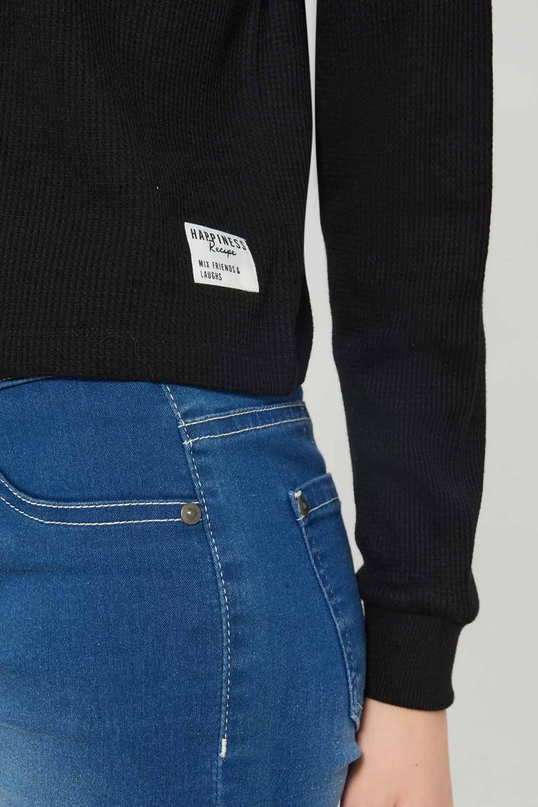 Redtag-Girls-Black-Waffle-Sweatshirts-Category:Sweatshirts,-Colour:Black,-Deals:New-In,-Dept:Girls,-Filter:Senior-Girls-(8-to-14-Yrs),-GSR-Sweatshirts,-New-In-GSR-APL,-Non-Sale,-S23A,-Section:Girls-(0-to-14Yrs),-TBL-Senior-Girls-9 to 14 Years