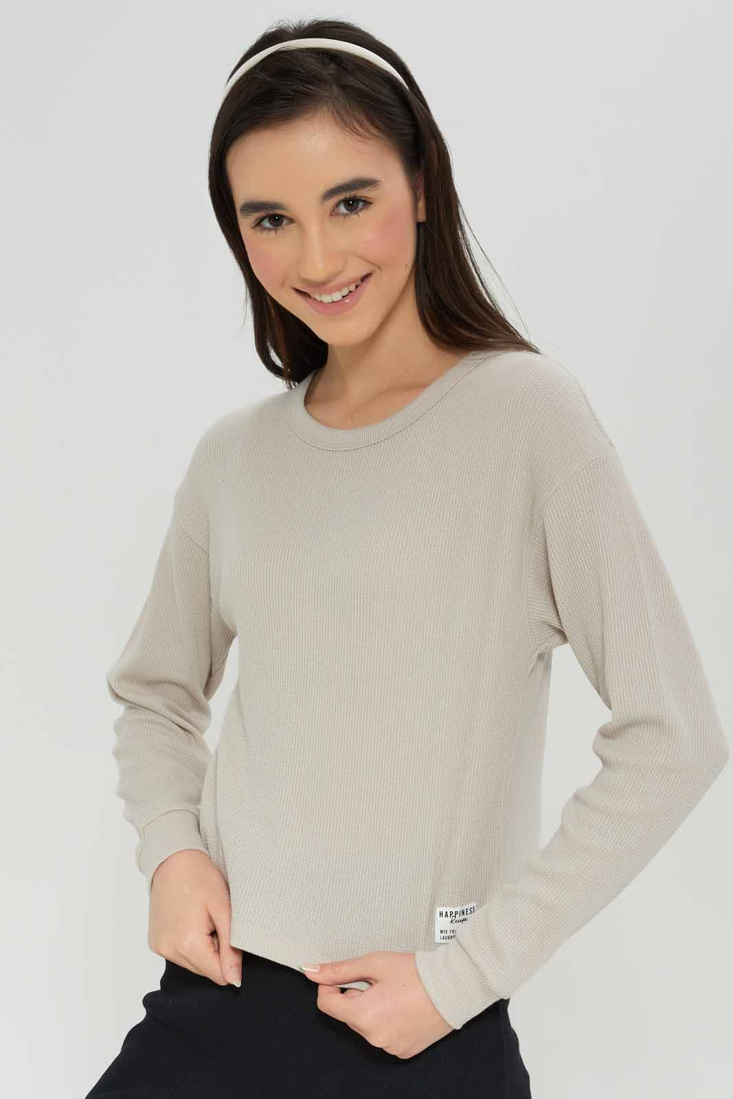 Redtag-Girls-Grey-Melange-Waffle-Sweatshirts-Category:Sweatshirts,-Colour:Grey,-Deals:New-In,-Dept:Girls,-Filter:Senior-Girls-(8-to-14-Yrs),-GSR-Sweatshirts,-New-In-GSR-APL,-Non-Sale,-S23A,-Section:Girls-(0-to-14Yrs),-TBL-Senior-Girls-9 to 14 Years
