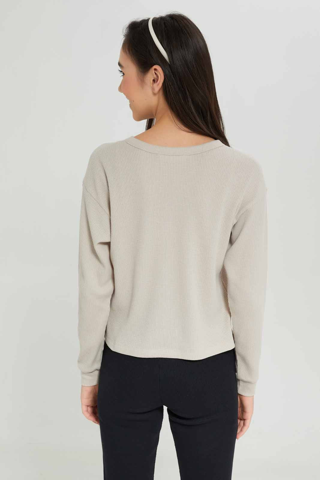Redtag-Girls-Grey-Melange-Waffle-Sweatshirts-Category:Sweatshirts,-Colour:Grey,-Deals:New-In,-Dept:Girls,-Filter:Senior-Girls-(8-to-14-Yrs),-GSR-Sweatshirts,-New-In-GSR-APL,-Non-Sale,-S23A,-Section:Girls-(0-to-14Yrs),-TBL-Senior-Girls-9 to 14 Years