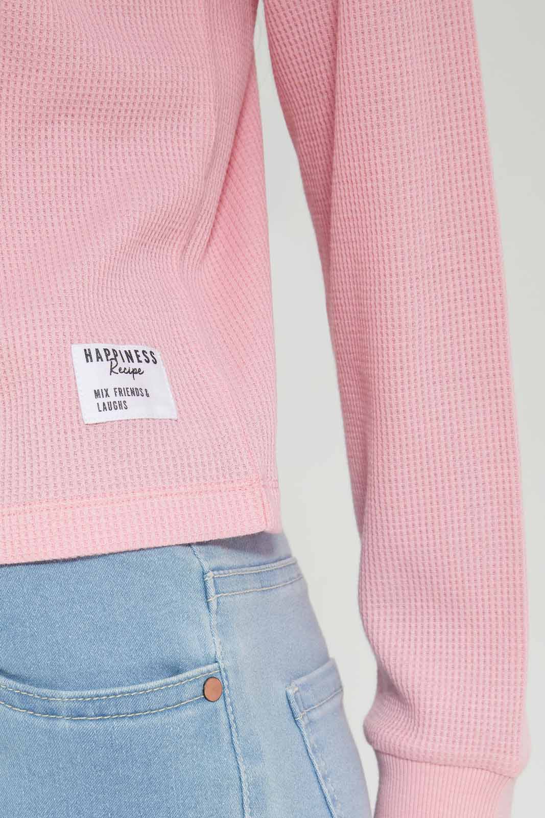 Redtag-Girls-Pink-Waffle-Sweatshirts-Category:Sweatshirts,-Colour:Apricot,-Deals:New-In,-Dept:Girls,-Filter:Senior-Girls-(8-to-14-Yrs),-GSR-Sweatshirts,-New-In-GSR-APL,-Non-Sale,-S23A,-Section:Girls-(0-to-14Yrs),-TBL-Senior-Girls-9 to 14 Years